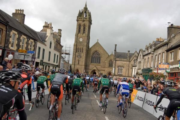 The Tour of Britain starts on High Street in Peebles.