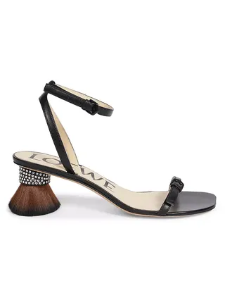 Petal 40mm Leather Brush-Heel Sandals