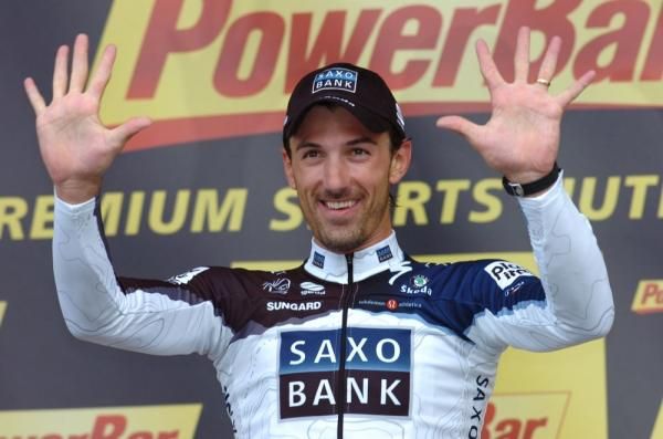 Fabian Cancellara (Saxo Bank) on the podium
