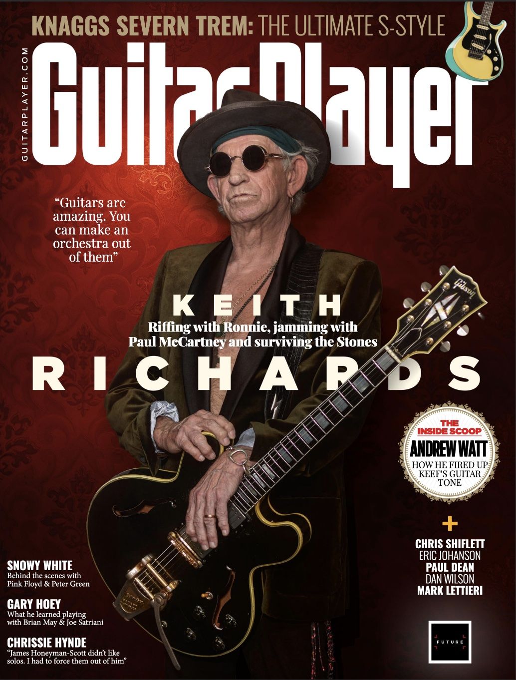 Keith Richards adorns the cover of Guitar Player&#039;s December 2023 issue