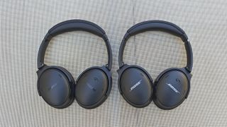 Bose QC Headphones vs. QC45 placed side-by-side, listing image