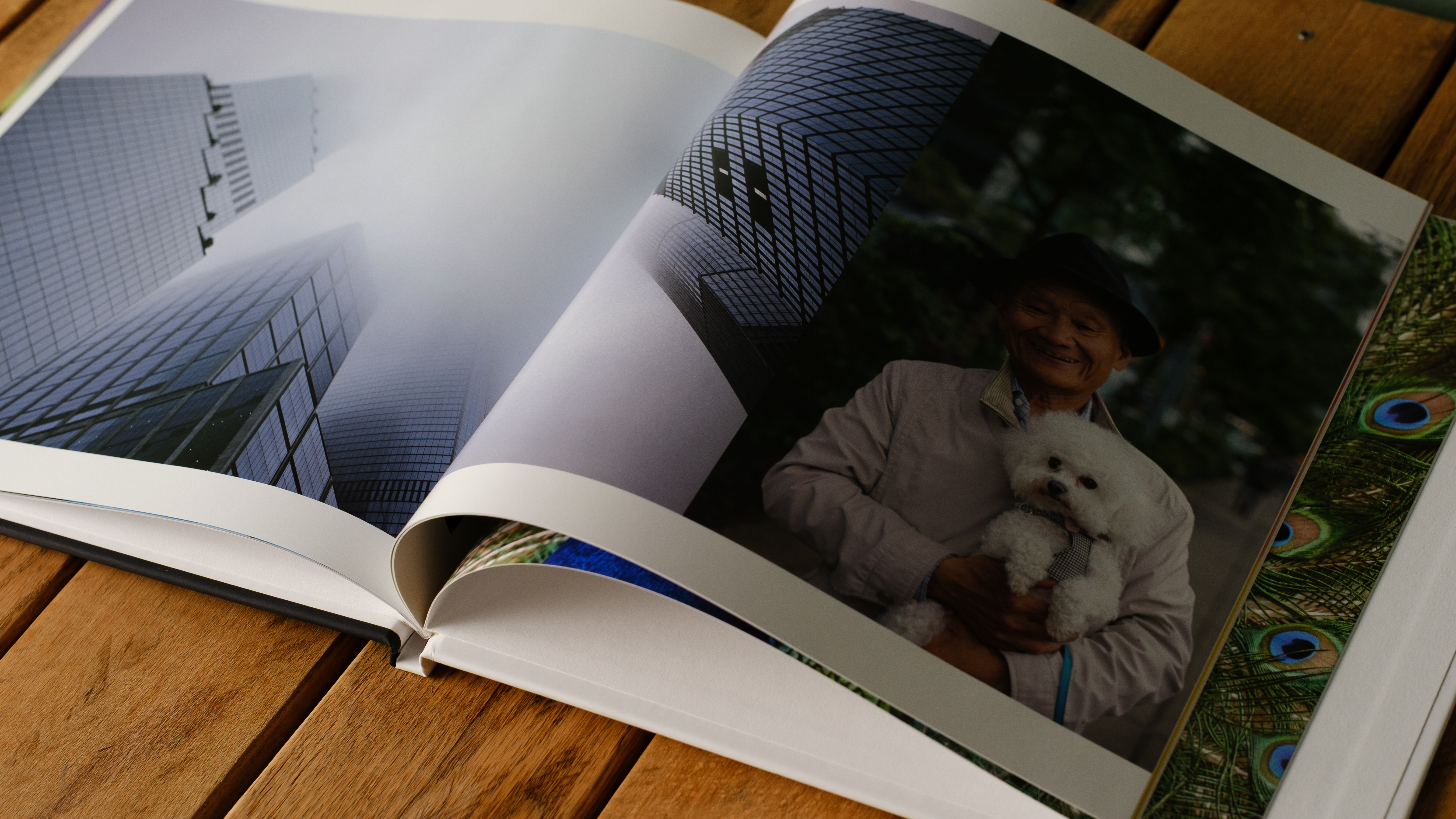 Mixbook photo books on a desk