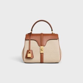 Celine, Small 16 Bag in Textile and Natural Calfskin Natural/Tan