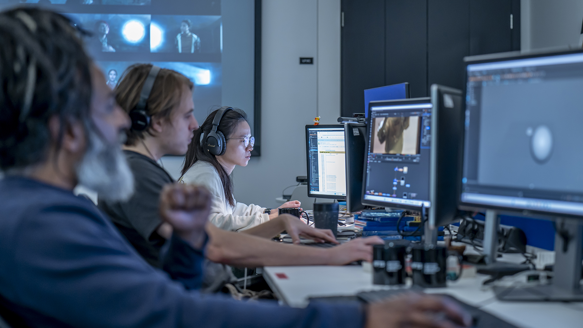 NFTS - shots of people at the school creating games and films