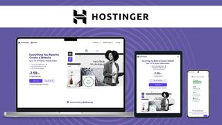 An Image of Hostinger's website on a TechRadar Pro background