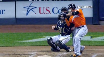 Marlins slugger Giancarlo Stanton beaned in the face, prompting bench-clearing brawl
