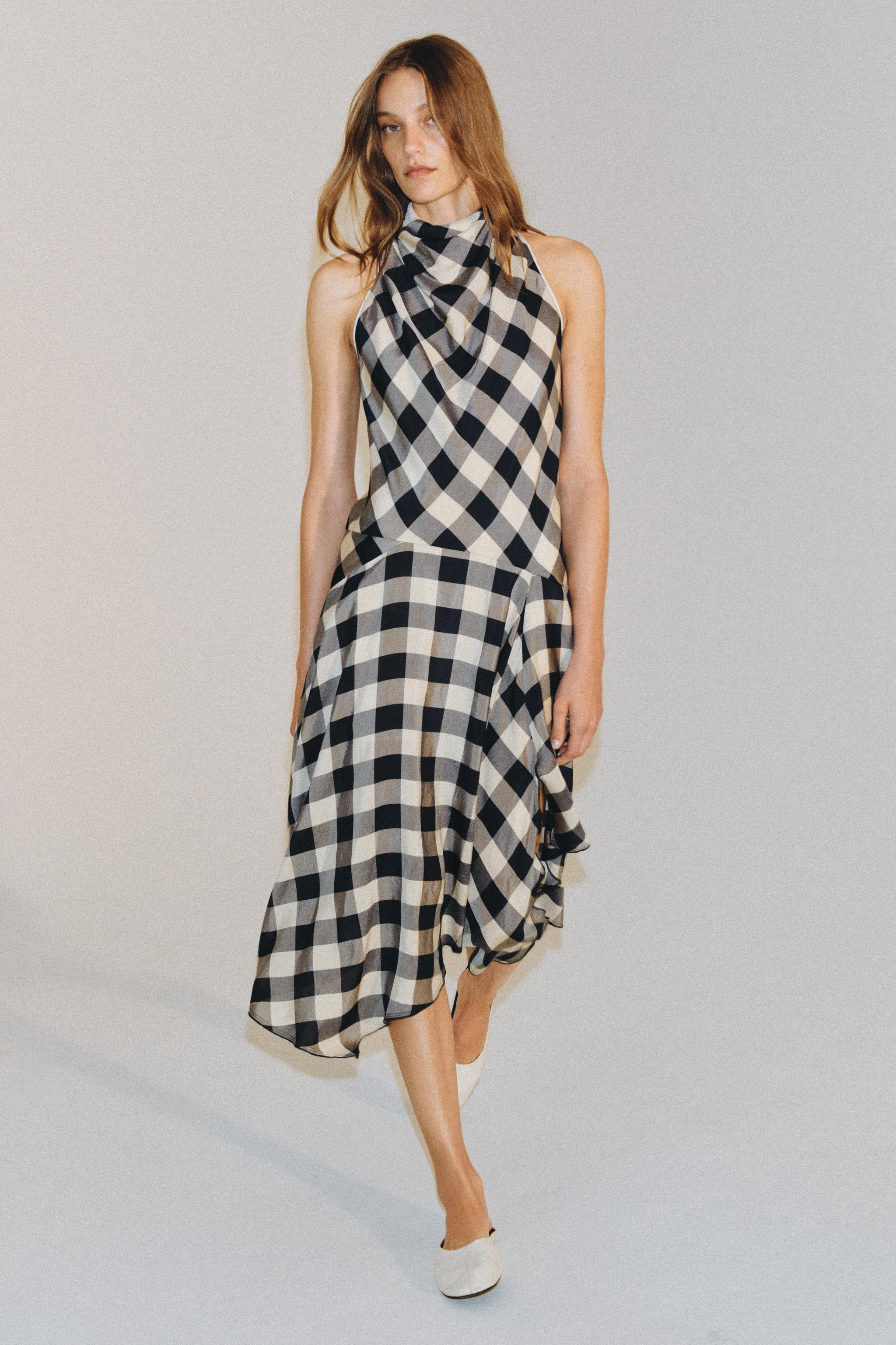 Plaid Halter Dress Zw Collection