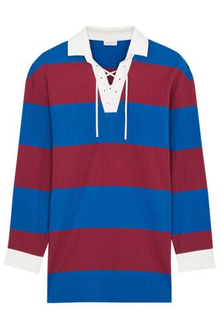 Dries Van Noten Chu striped cotton-blend polo shirt