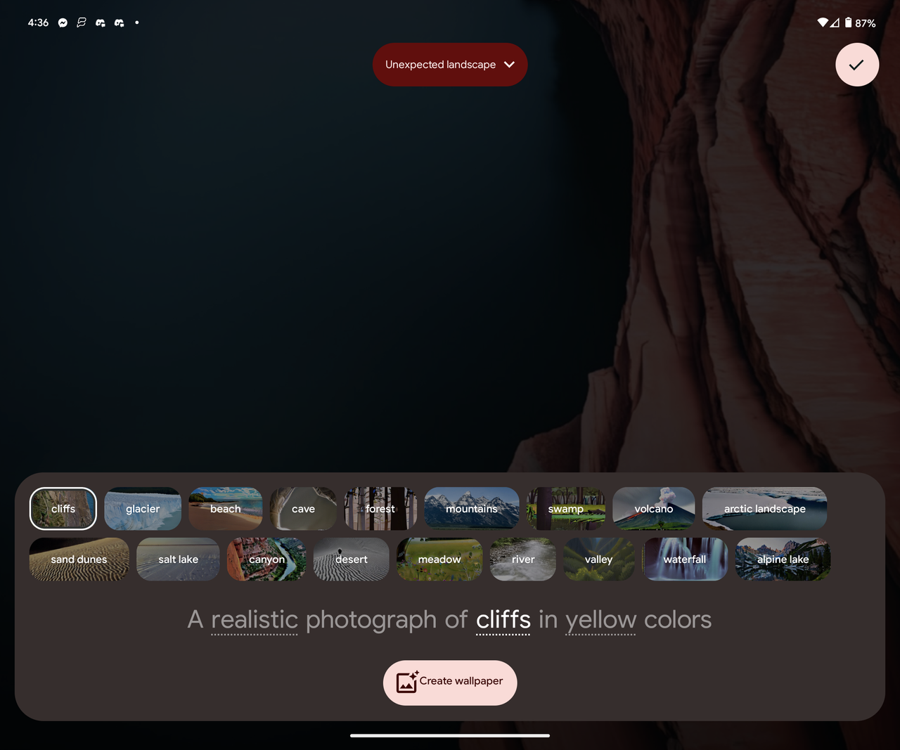 Generative AI wallpaper settings