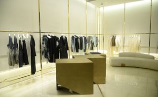 A stark atmosphere fills the minimalist boutique