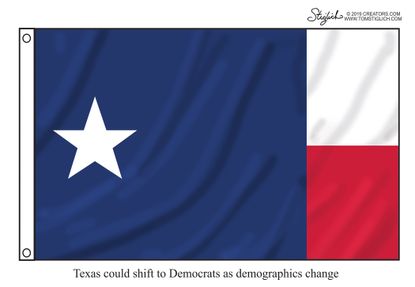 Political Cartoon U.S. GOP Democrats flag Losing Texas