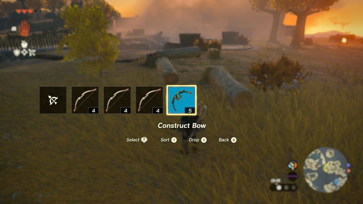 How to get a bow in Zelda Tears of the Kingdom and go hunting for food