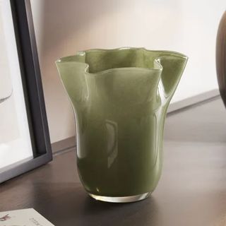 olive green glass vase