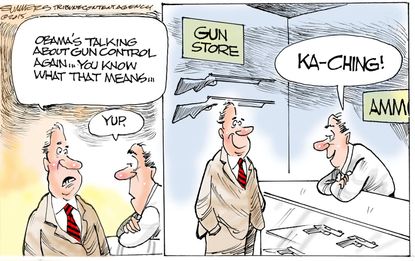 Obama cartoon U.S. Gun Control Sales
