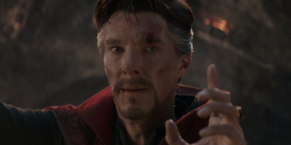 Doctor Strange staring at Iron Man in Avengers: Endgame's finale battle