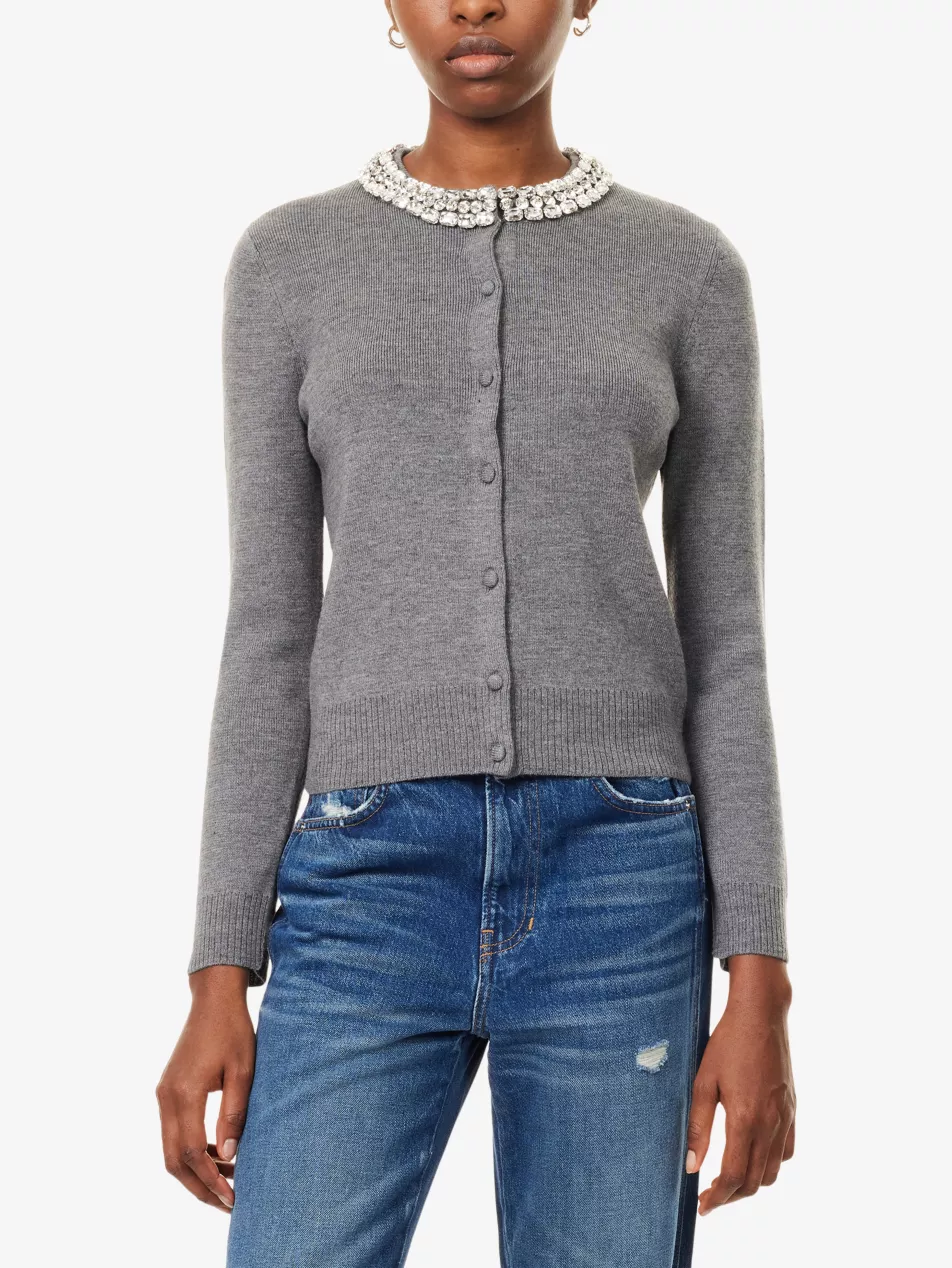 Daro Crystal-Embellished Wool Cardigan - Xs