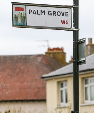 palm grove street board with black colour pole
