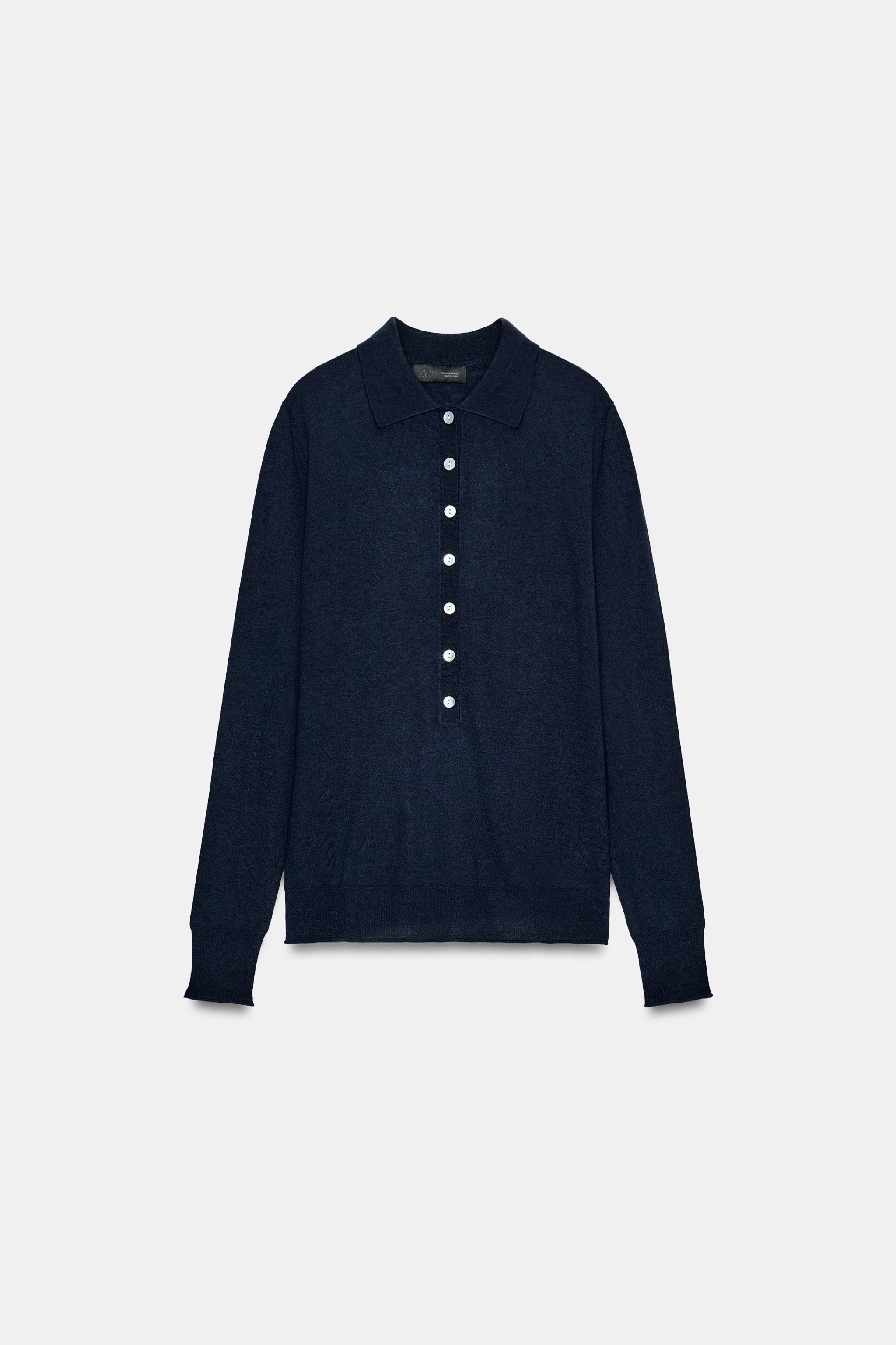 Fine Knit Wool Polo Shirt
