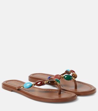 Shanti Embellished Leather Thong Sandals