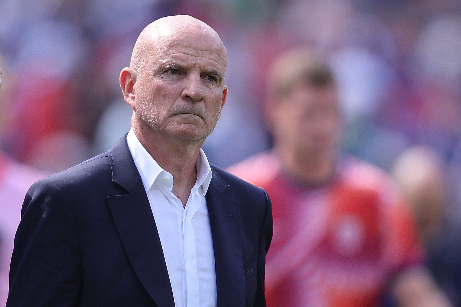 FOXBOROUGH, MASSACHUSETTS - JUNE 26: Guy St&eacute;phan, assistant coach of France stepping in for Didier Deschamps Manager / Head Coach of France during the FIFA World Cup 2026 Group I match between Norway and France at Boston Stadium on June 26, 2026 in Foxborough, United States. (Photo by Catherine Ivill - AMA/Getty Images)