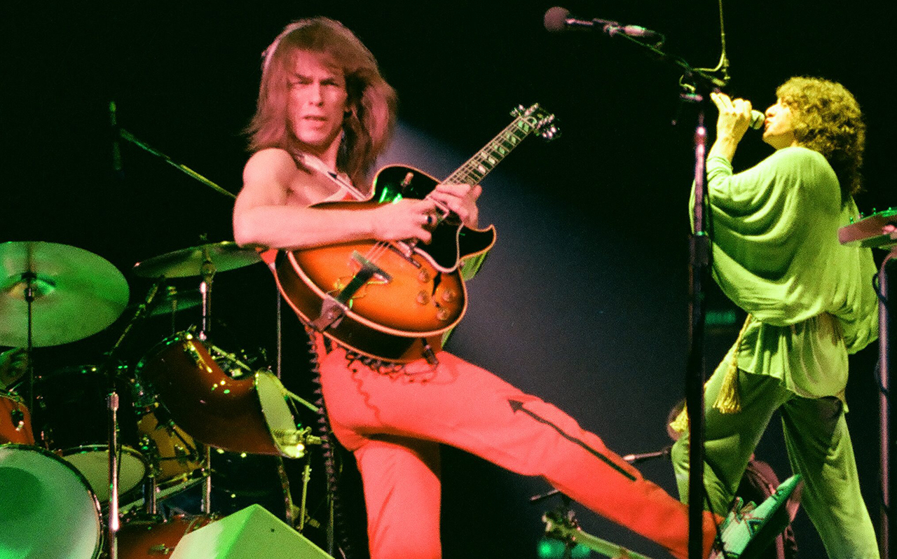 Steve Howe and Jon Anderson of Yes perform on stage at Wembley Arena, on October 28th, 1978 in London, England. (Photo by Pete Still/Redferns)