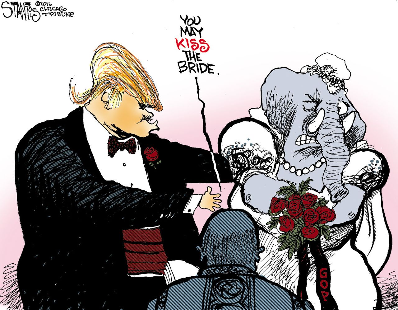 Political Cartoon U.S. trump GOP 2016