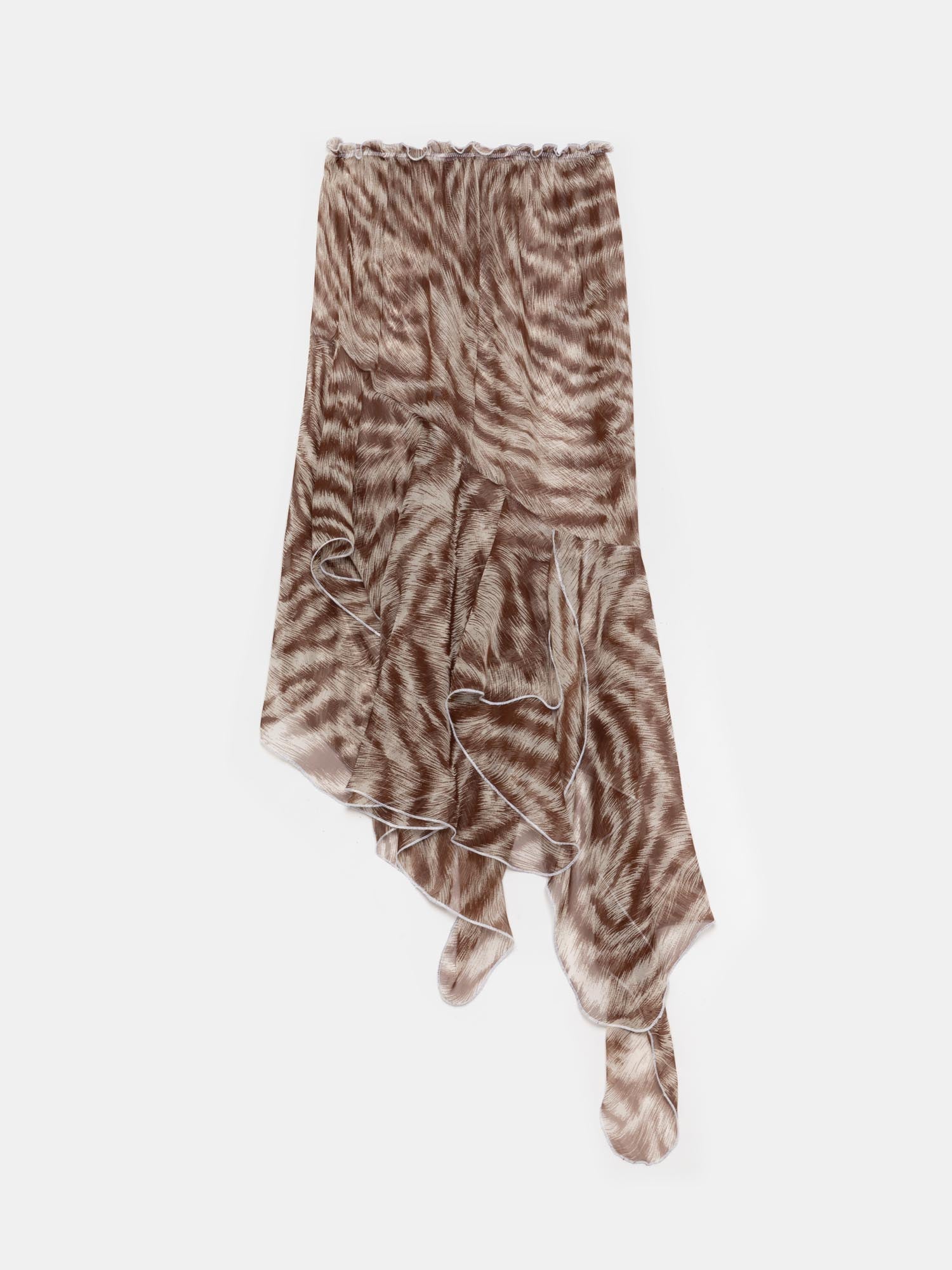 Brown Abstract Asymmetric Skirt - Brown / Xs/s
