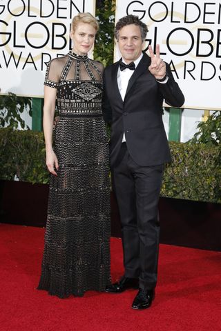 Mark Ruffalo and Sunrise Coigney at the Golden Globes 2016