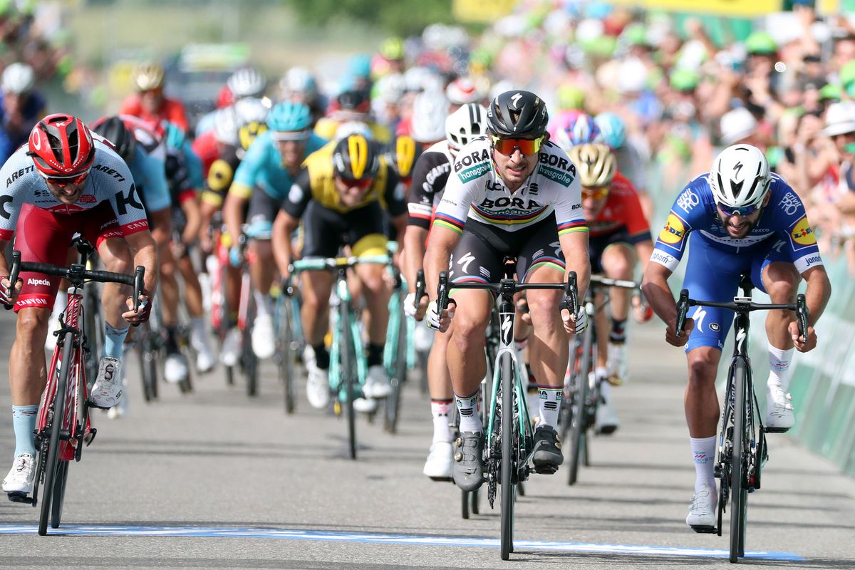 Peter Sagan (Bora-Hansgrohe) topped Gaviria to take his 16th Tour de Suisse stage win