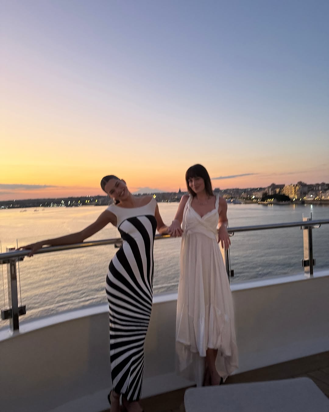 Kendall Jenner and Dakota Johnson posed together on a yacht