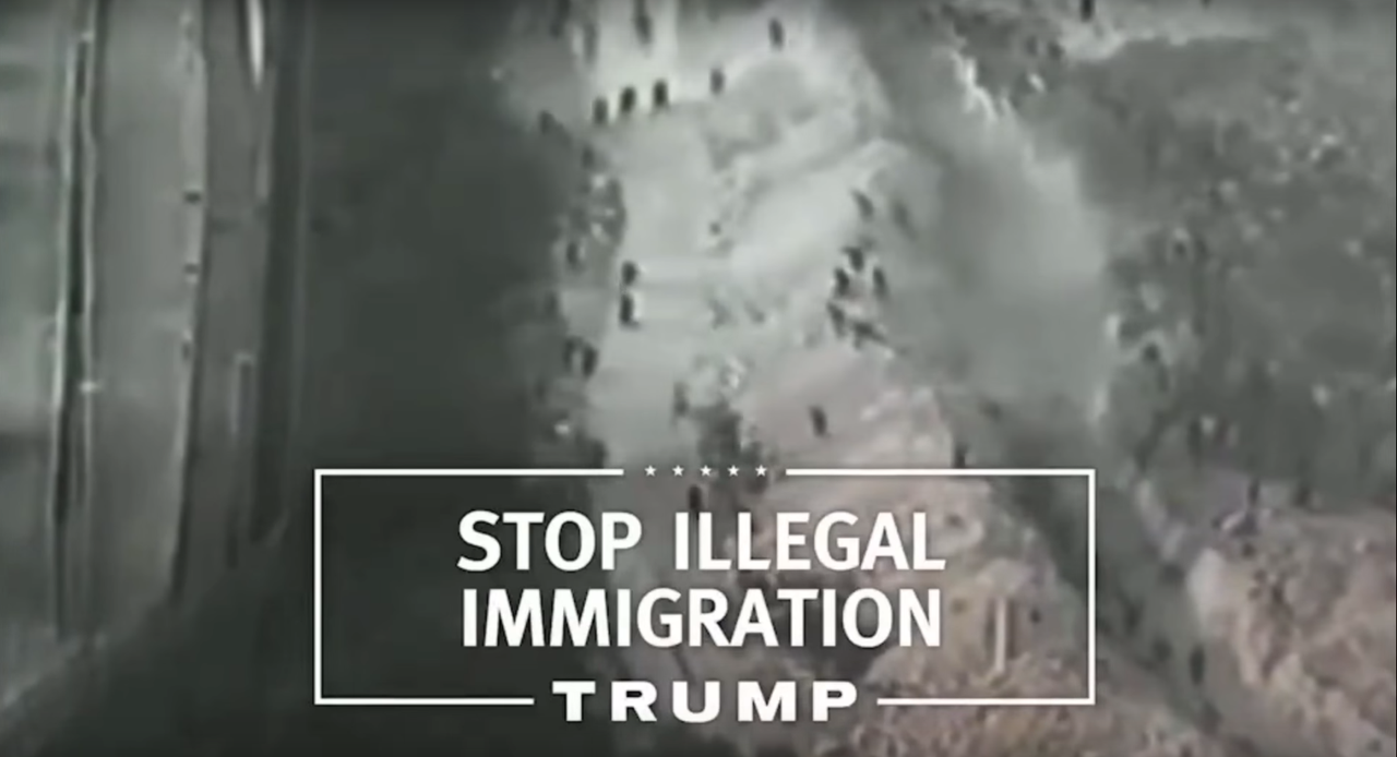 Screenshot of the footage as shown in Trump&amp;#039;s campaign ad