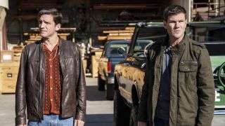 Gibbs and Pride undercover in a construction area in NCIS: Origins