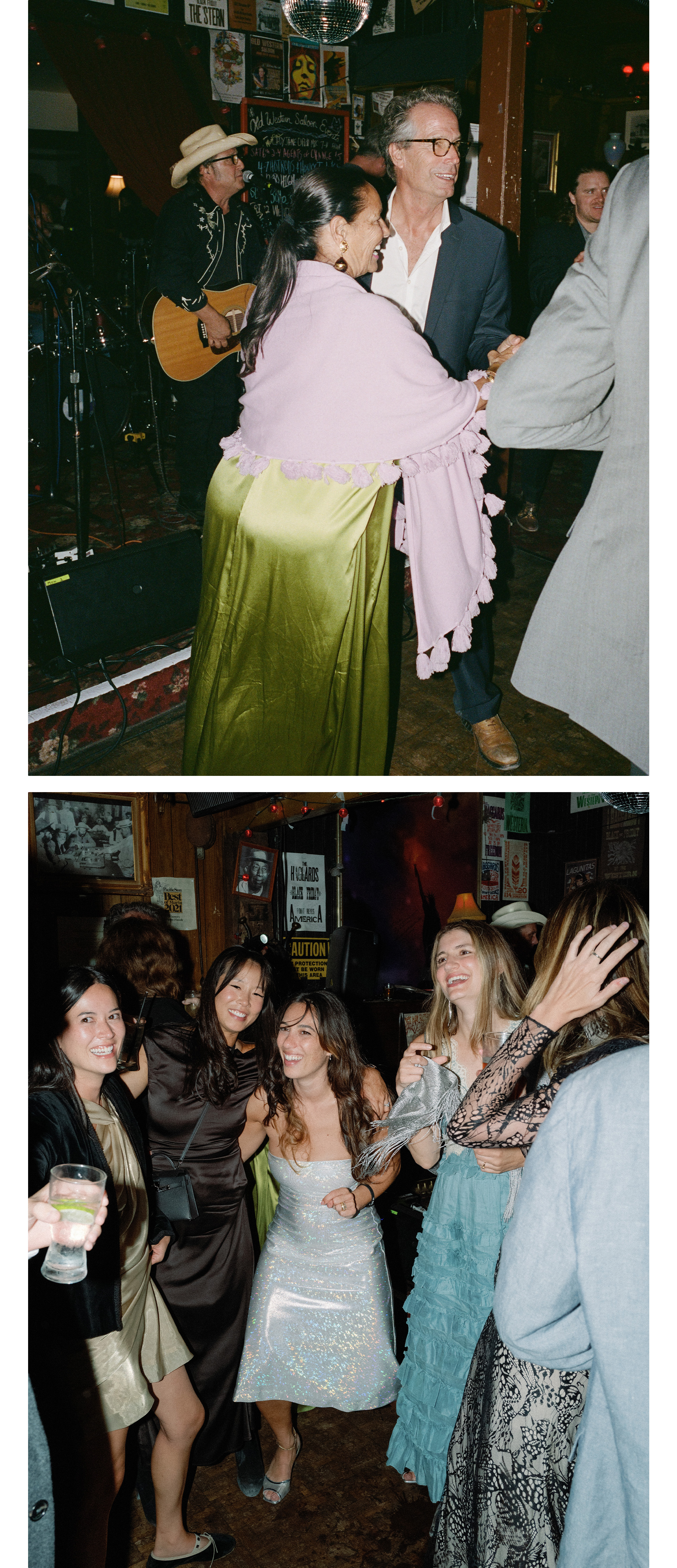 Guests and Hadley dancing with friends at the after-party.