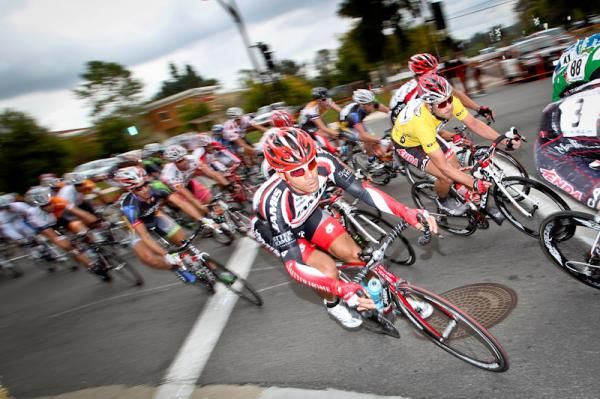 Riders take the first turn.