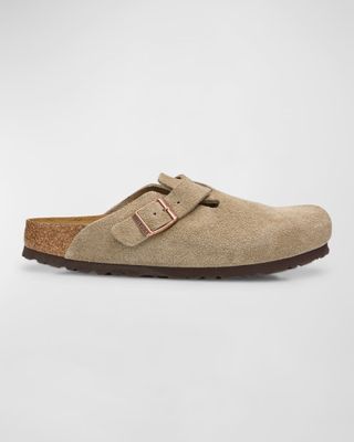 Boston Suede Buckle Slide Clogs