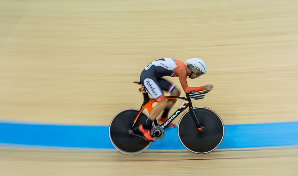 Tim Veldt of Netherlands competes during the Men's omnium individual pursuit