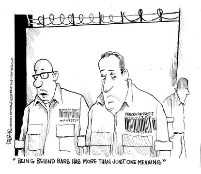 Editorial cartoon U.S. Private Prisons