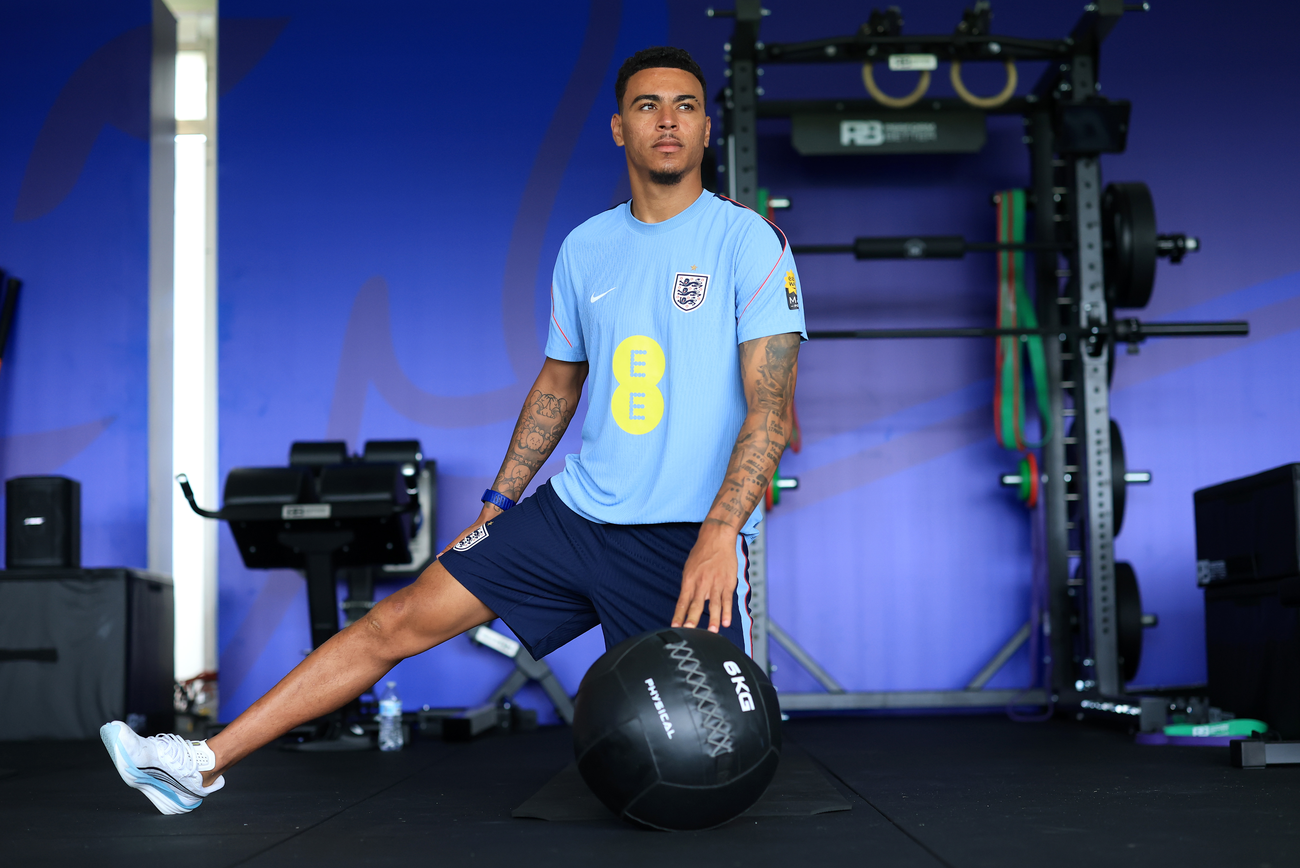WEST PALM BEACH, FLORIDA - JUNE 04: Morgan Rogers of England works out in the gym on June 04, 2026 in West Palm Beach, Florida.  (Photo by Eddie Keogh - The FA/The FA via Getty Images)