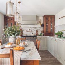 Kitchen with wooden dresser units