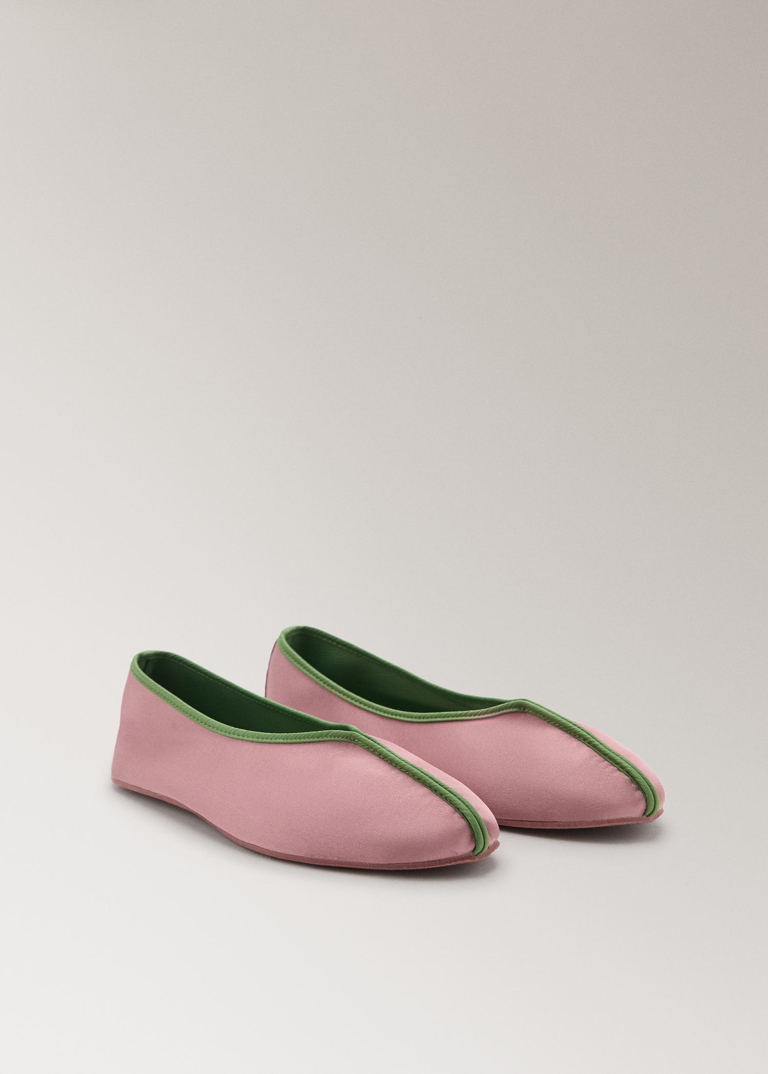 Satin Ballet Flats With Contrast Piping - Women | Mango Usa