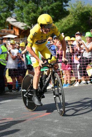 Chris Froome (Sky) used a full TT rig for the mountain test
