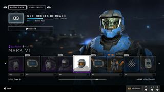 Halo Infinite season 1 heroes of reach battle pass level 84 reward mark vi helmet