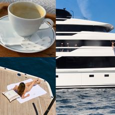 A collage of photos taken on the Alo yacht in St. Tropez.