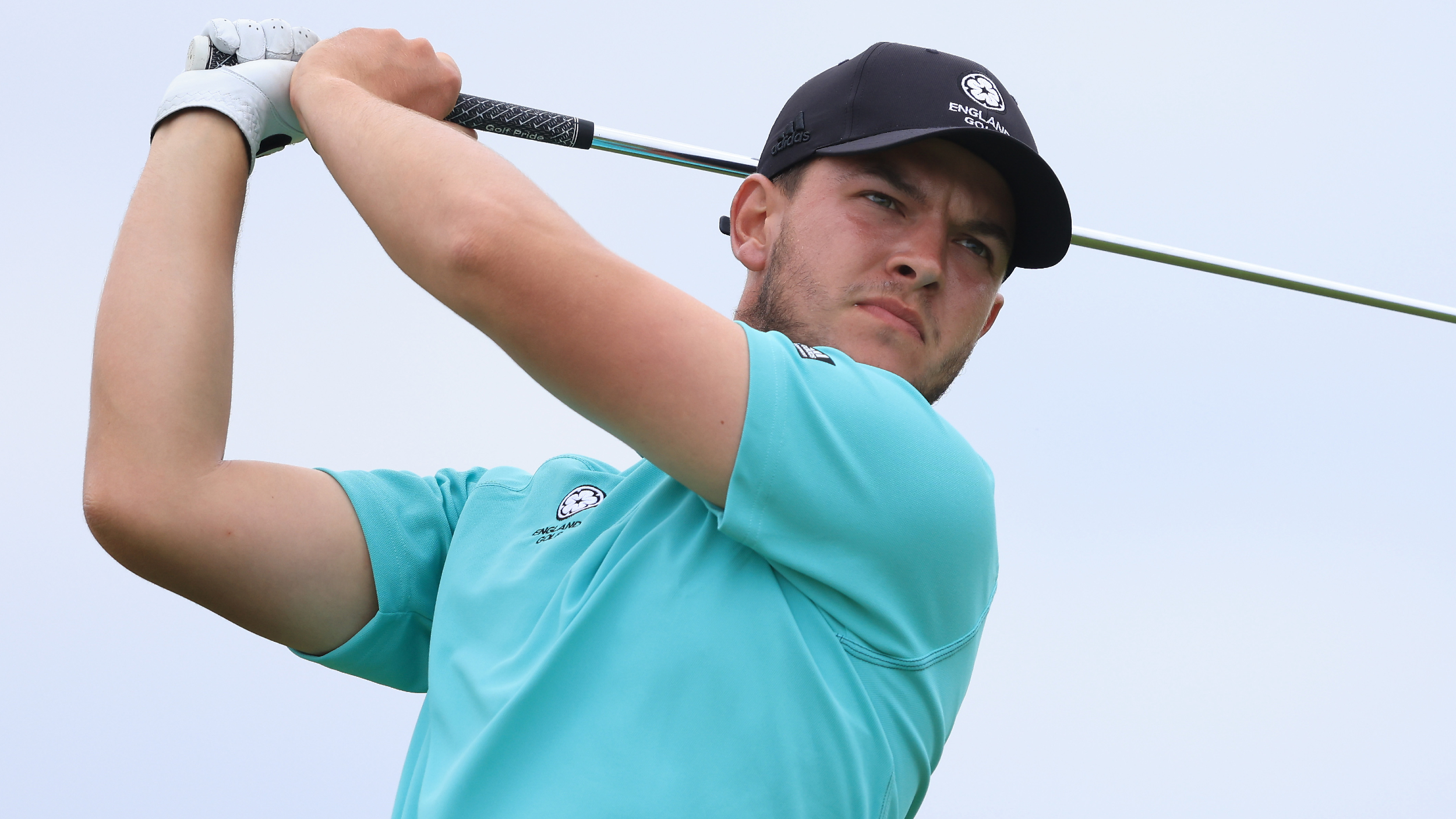 Sam Bairstow tees off at the fifth hole of the 2021 Open