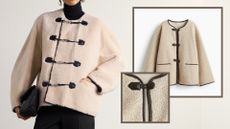 Toteme's shearling jacket alongside H&M £30 lookalike