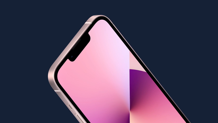 iPhone 13 notch view on pink phone