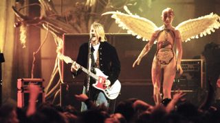 Kurt Cobain of Nirvana during MTV Live and Loud: Nirvana Performs Live - December 1993 at Pier 28 in Seattle, Washington, United States.