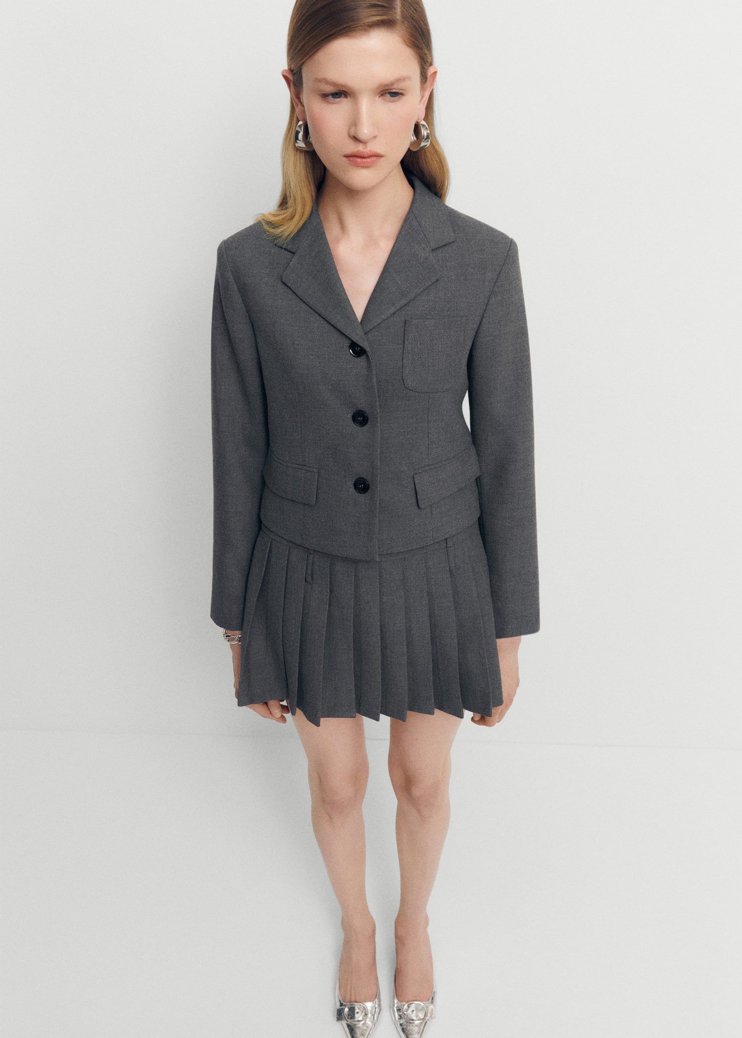 Mango cropped jacket with pockets
