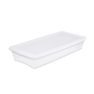 A white under bed storage box