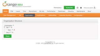 OrangeHRM Organization Structure Settings